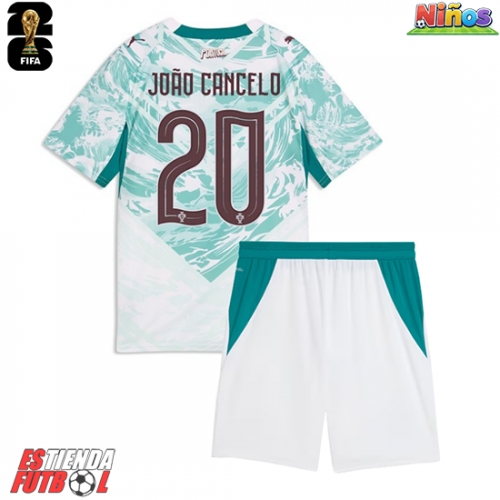 Portugal Joao Cancelo #20 Segunda Equipación Niños Mundial 2026 Manga Corta (+ Pantalones cortos)